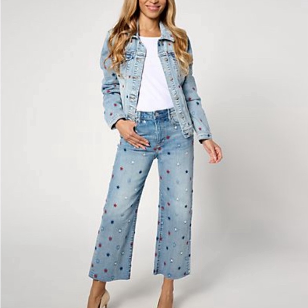 Driftwood Jeans Classic Embroidered Denim Jacket Starry Night Americana Large - Picture 3 of 16